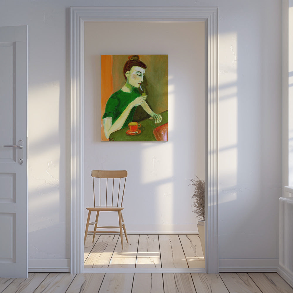 Dame zündet Zigarette an | Leinwand