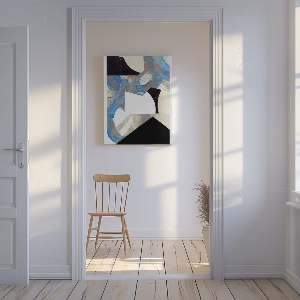Blau Neutral Beige Schwarz 2 | Leinwand
