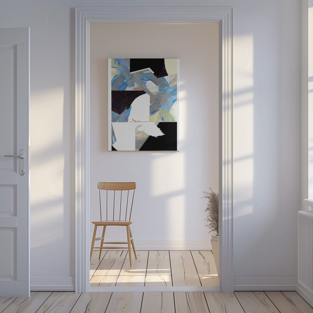 Blau Neutral Beige Schwarz 3 | Leinwand