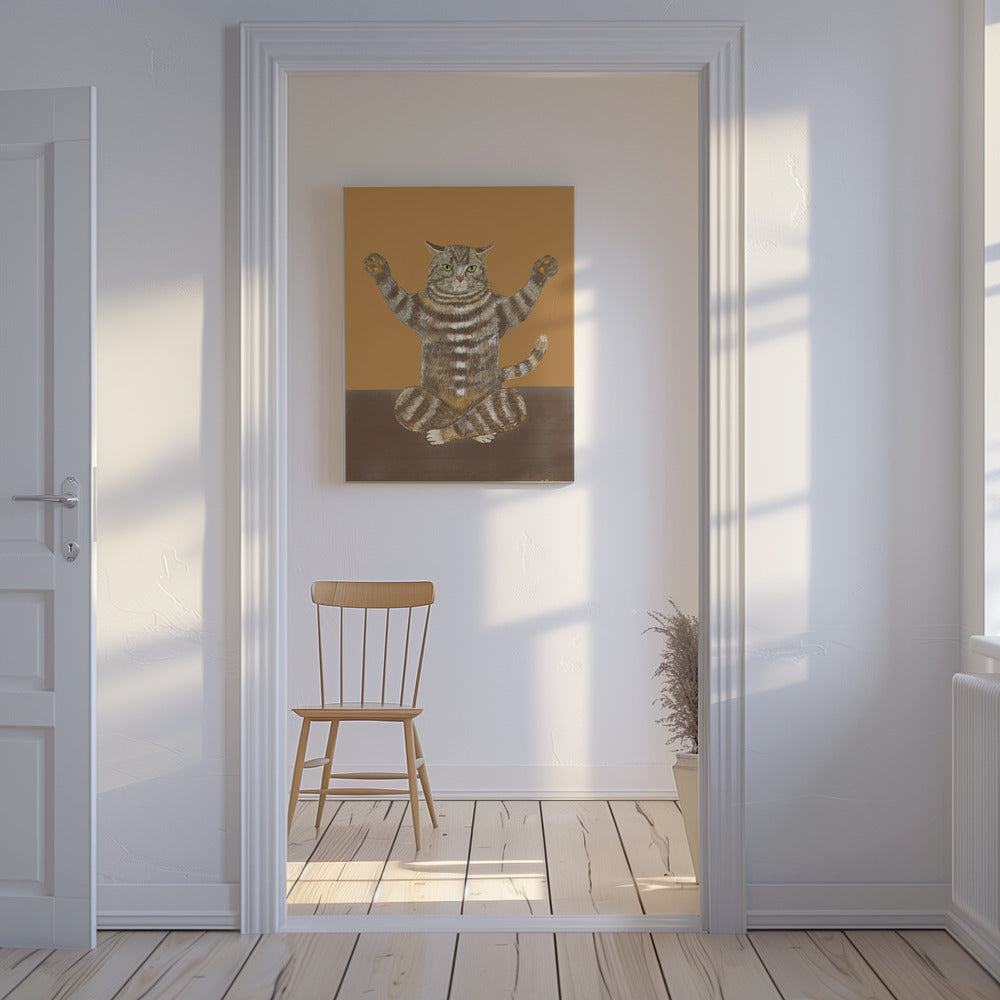 Yoga Cat Tan Background | Canvas