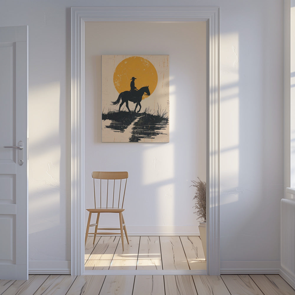 Cowboy im Sonnenuntergang | Leinwand
