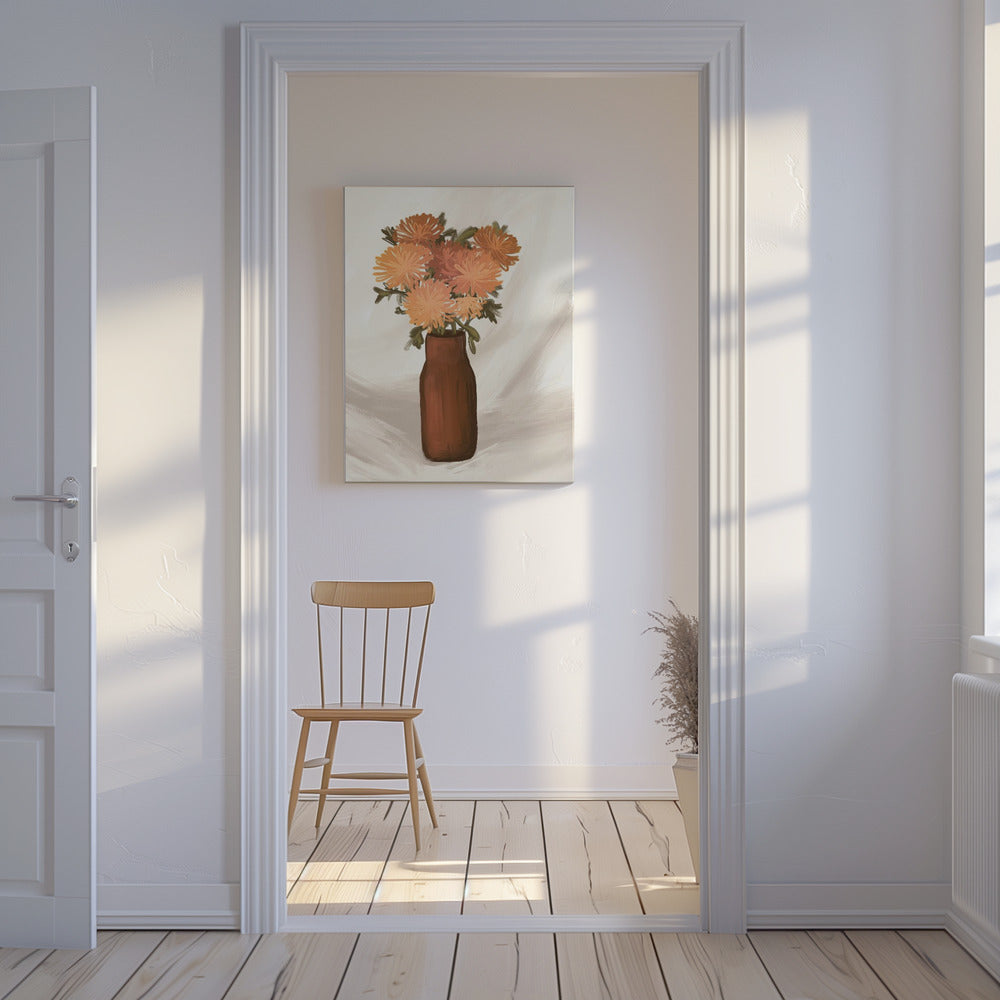 Vase of Flowers in Peach | Canvas