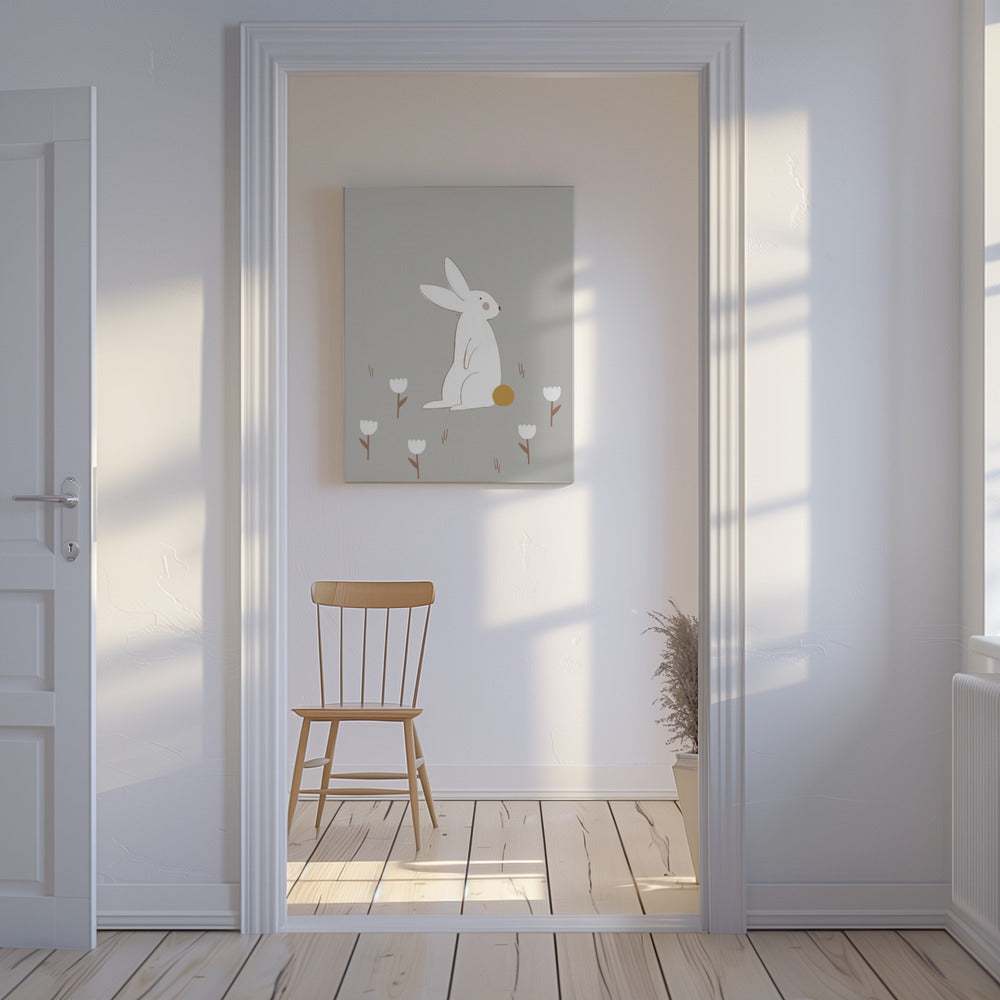 Weißer kleiner Hase | Leinwand