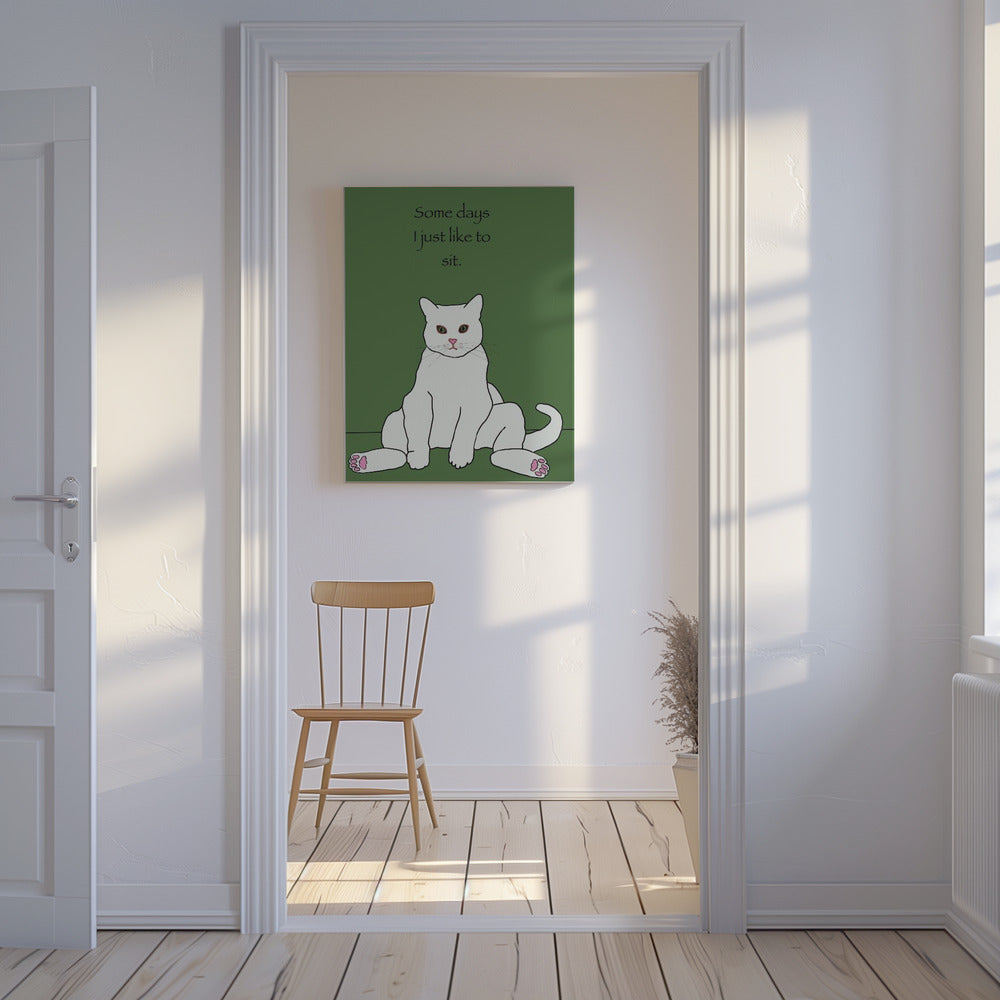 Weiße Katze mit Zitat | Leinwand