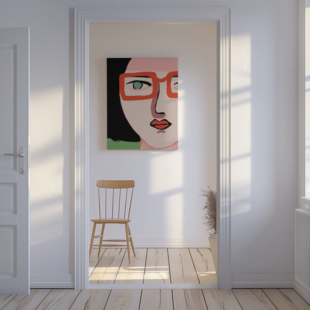 Dame mit roter Brille | Leinwand