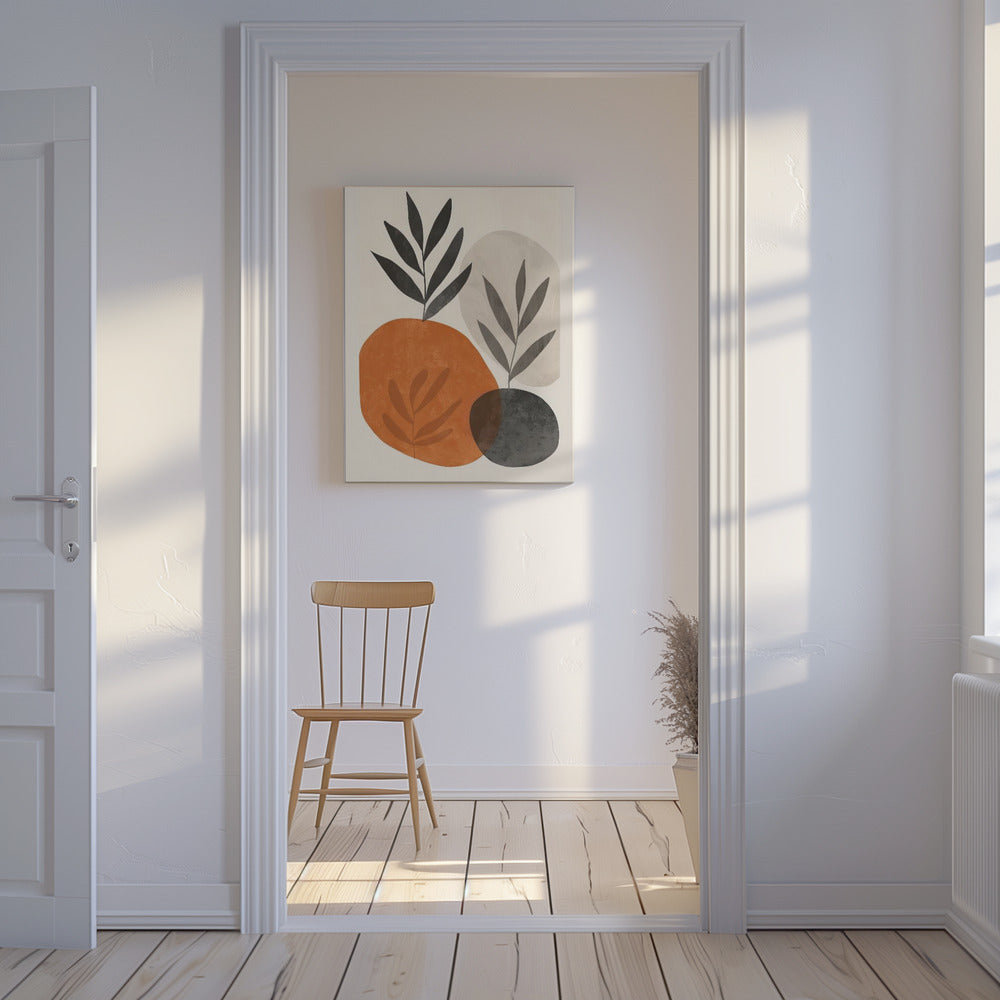 Gemalte Formen und Pflanzen 3 | Leinwand
