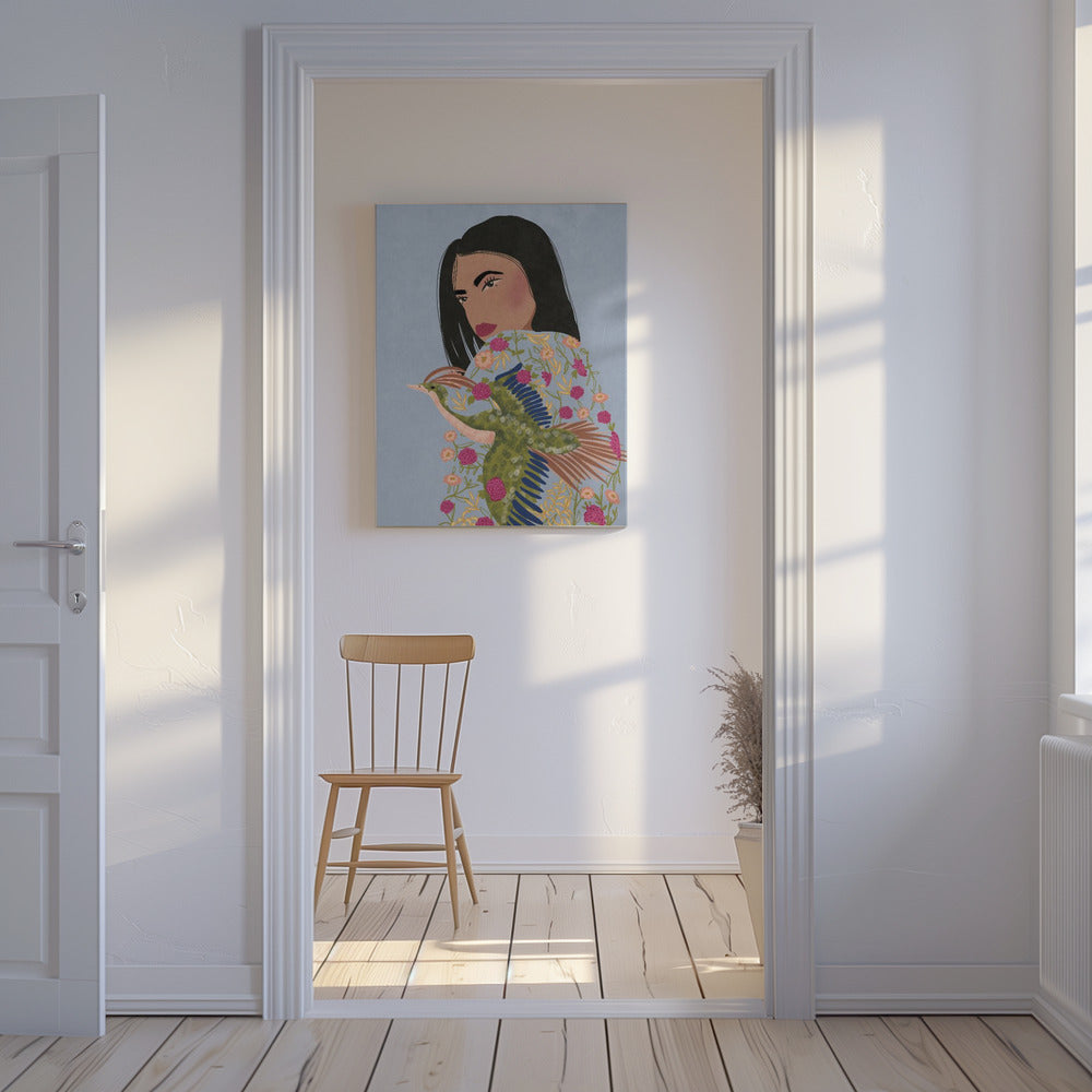 Girl with Crane | Canvas