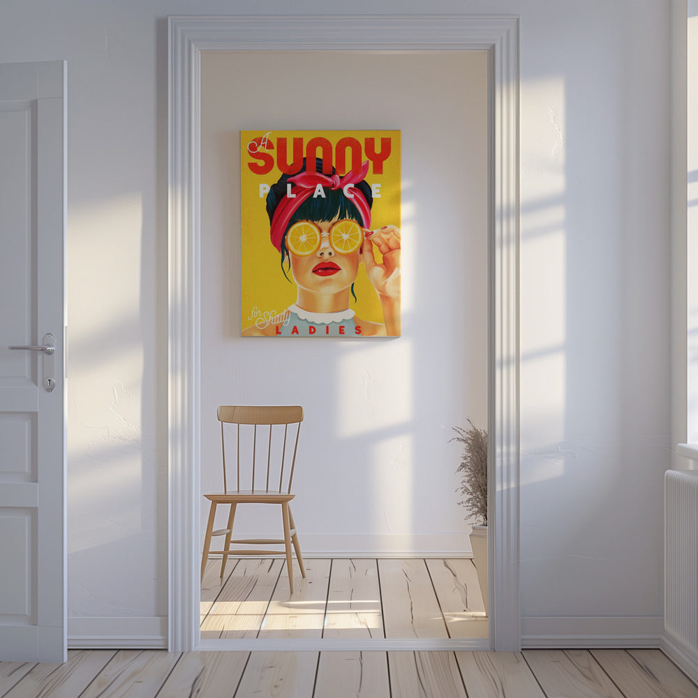 Ein sonniger Ort für schattige Damen Orange Pinup Art | Leinwand