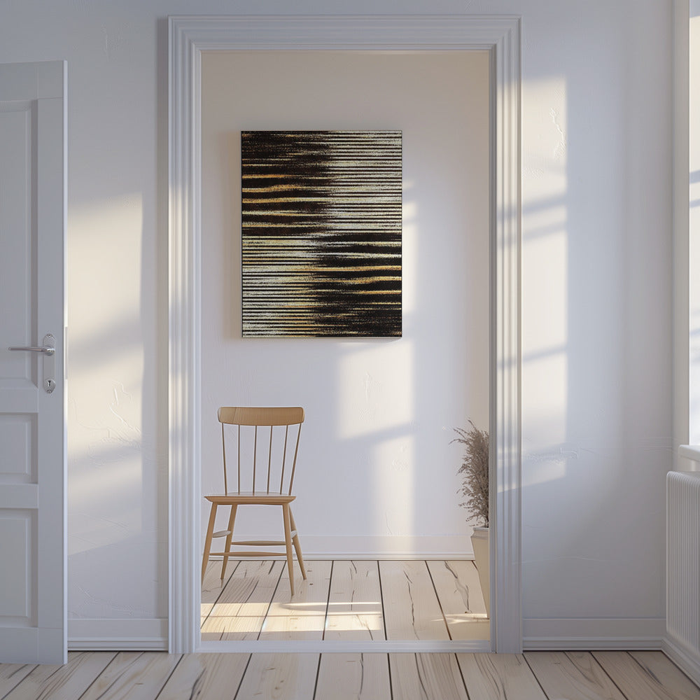 Schwarze und goldene horizontale Linien | Leinwand
