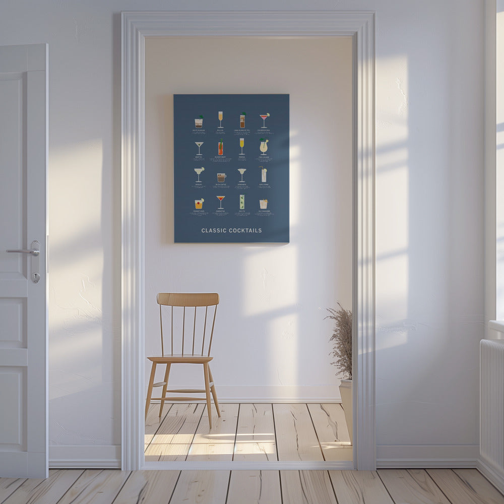 Klassische Cocktails Poster blau | Leinwand