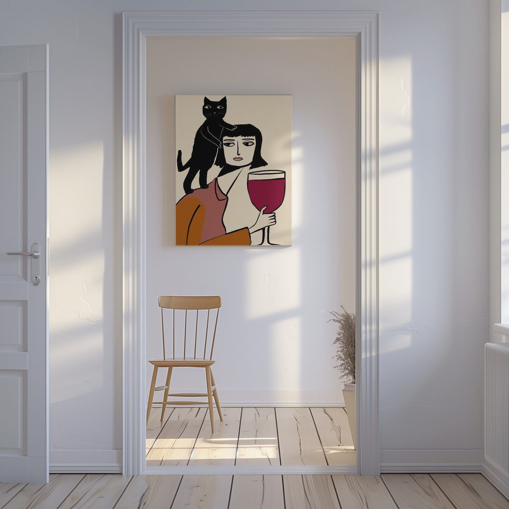 Wein- und Katzenliebhaber | Leinwand