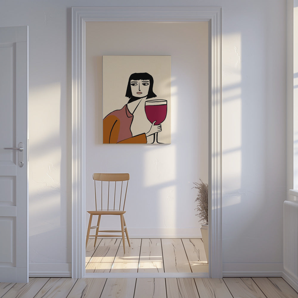 Dame trinkt Wein | Leinwand