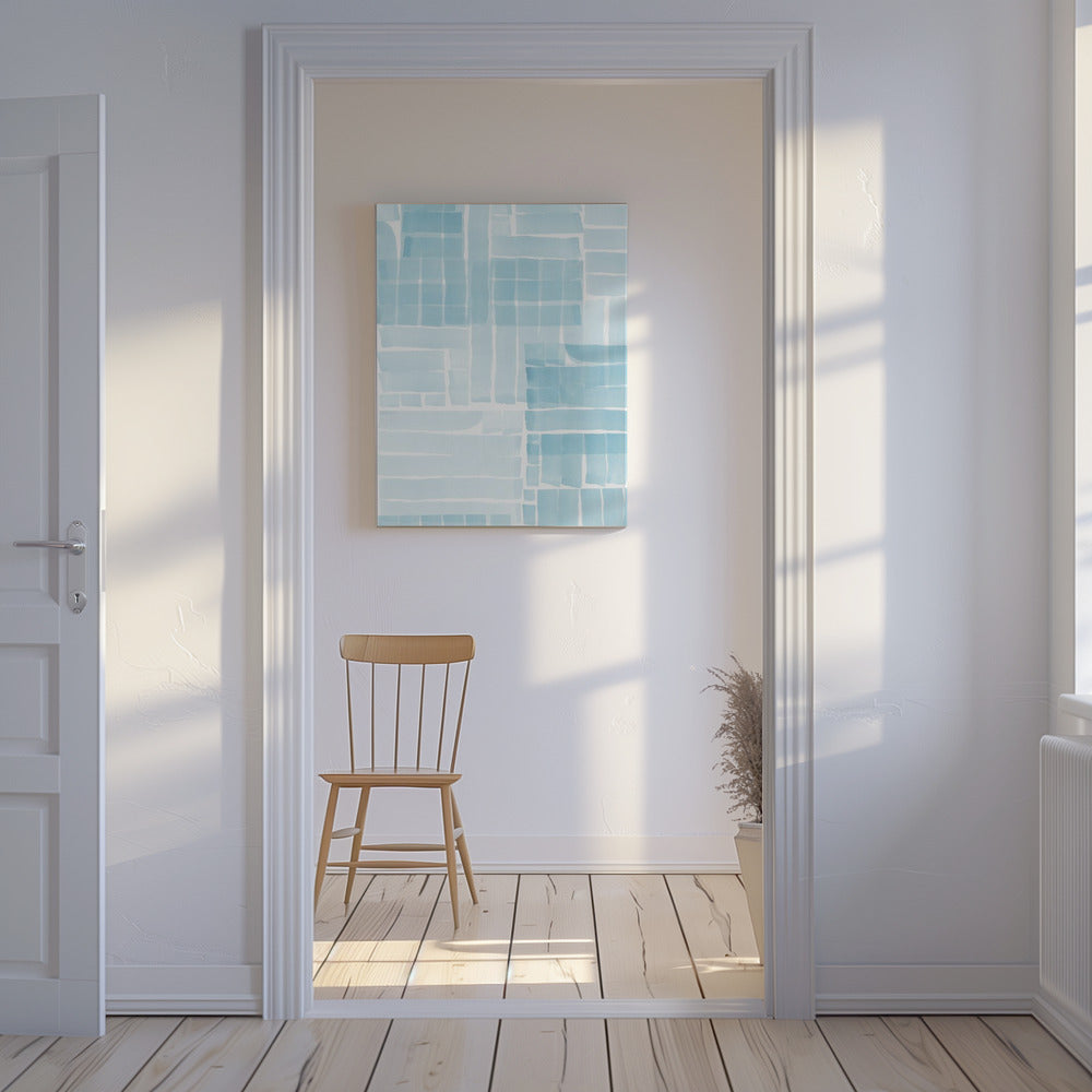 Hellblaues Aquarell-Gitter 2 | Leinwand