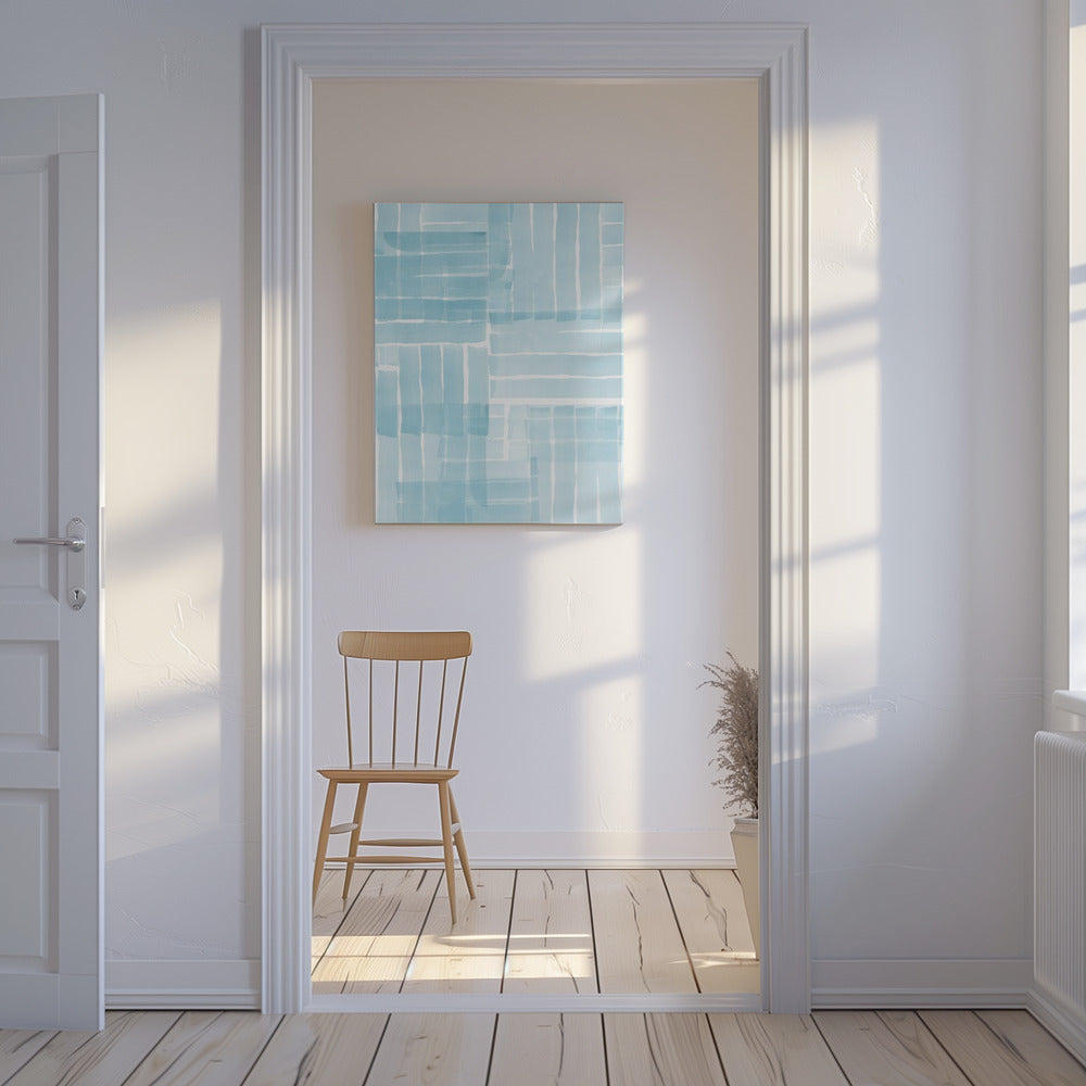 Hellblaues Aquarell-Gitter 1 | Leinwand