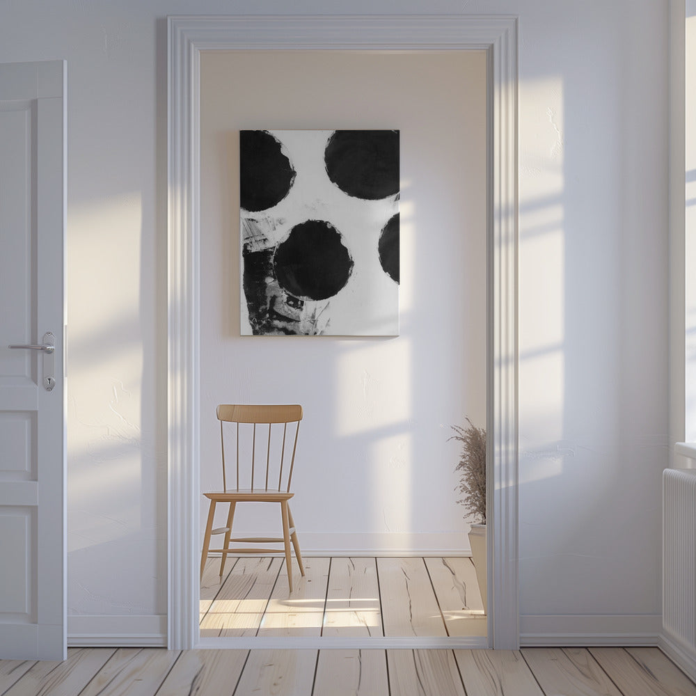 Abstrakte Punkte in Schwarz und Weiß 4 | Leinwand