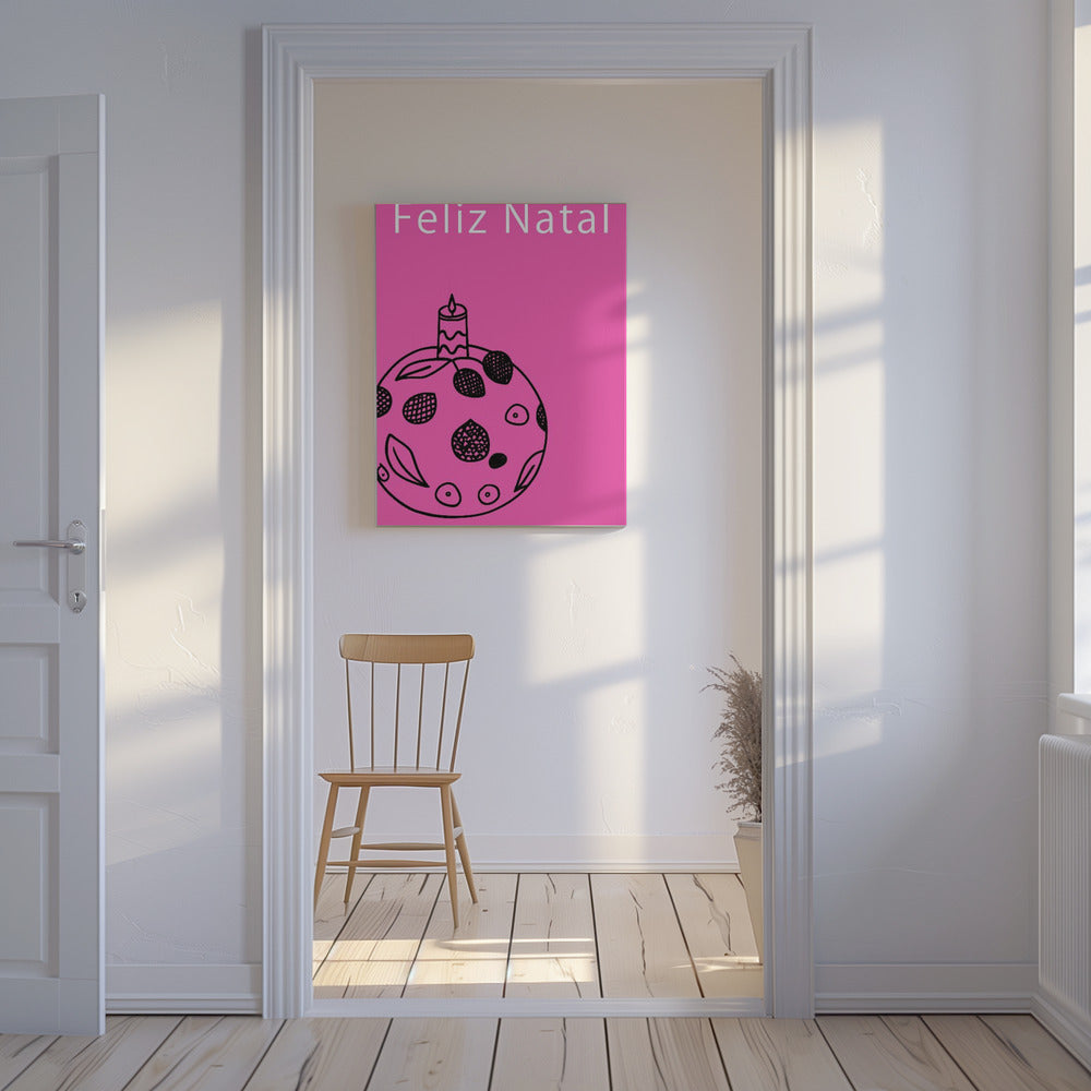 Schleifen und Kugeln: Feliz Natal Weihnachten | Leinwand