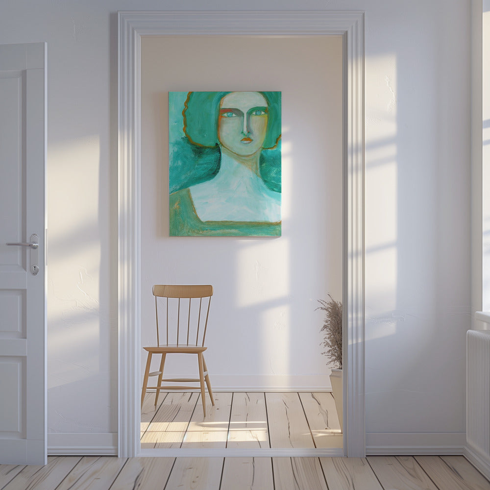 Grünes Mädchen träumt vom Meer | Leinwand