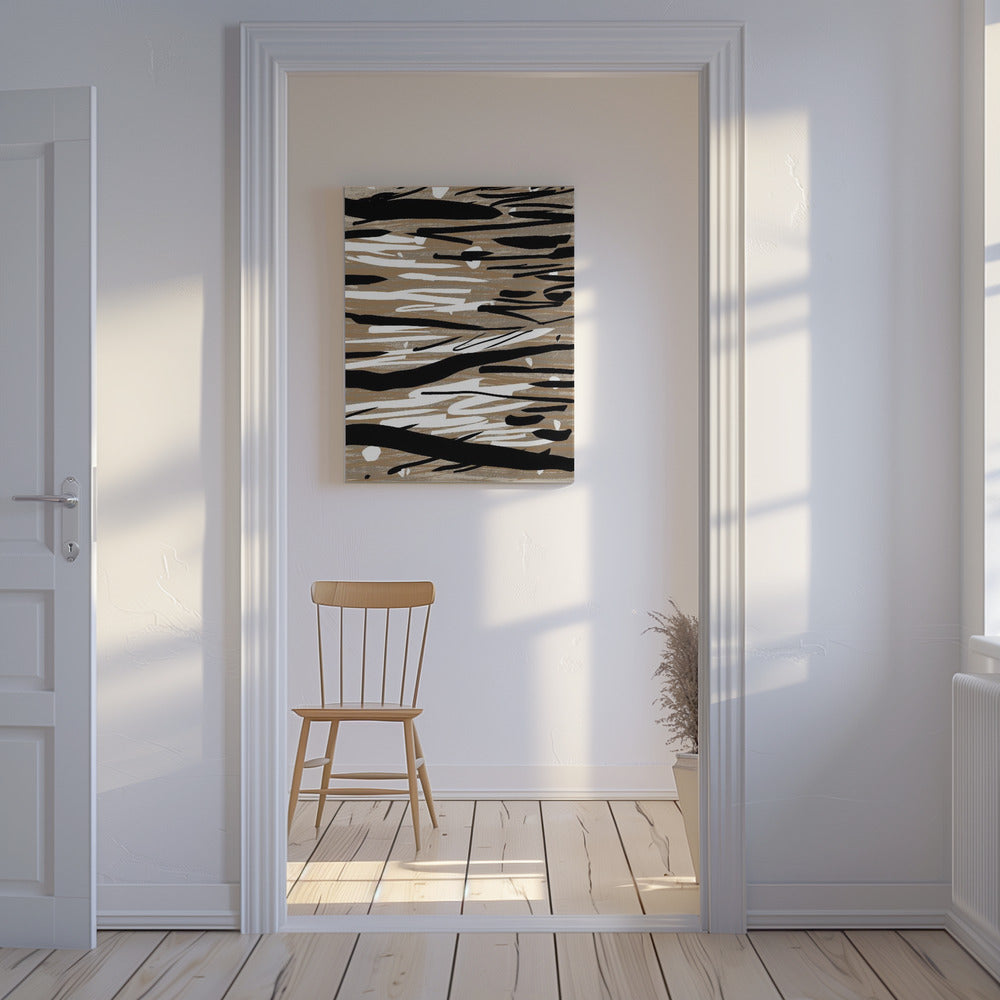 Schwarze und weiße Pinselstriche | Leinwand