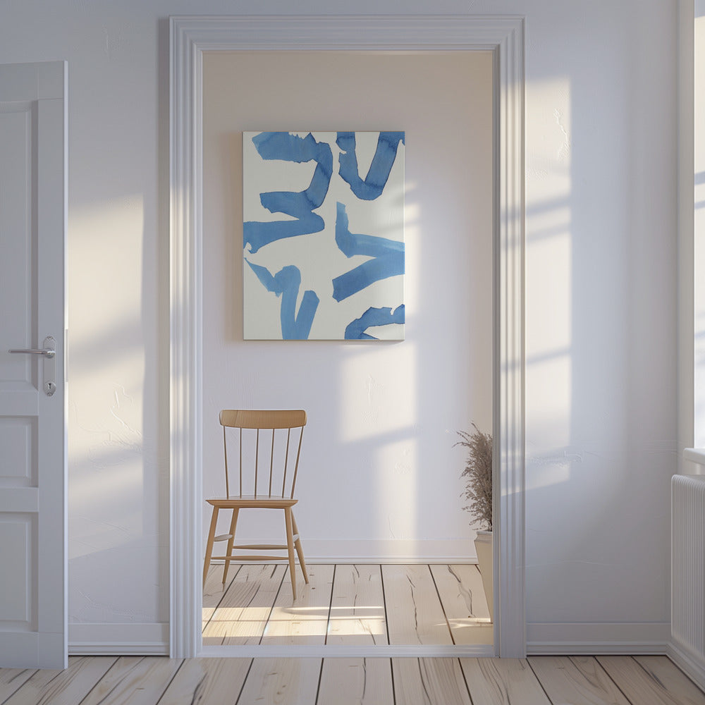 Abstrakter blauer Pinselstrich-Kunstdruck Nr. 2 | Leinwand