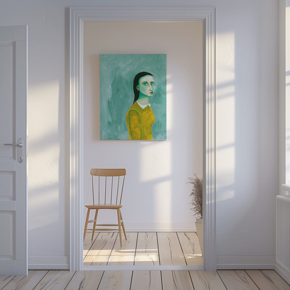 Dame im gelben Kleid | Leinwand