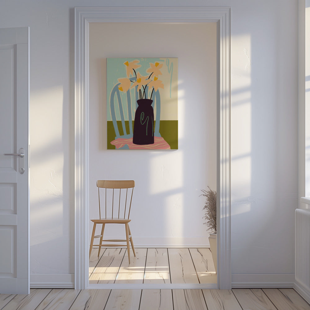 Minimalistisches Stillleben mit Blumen | Leinwand