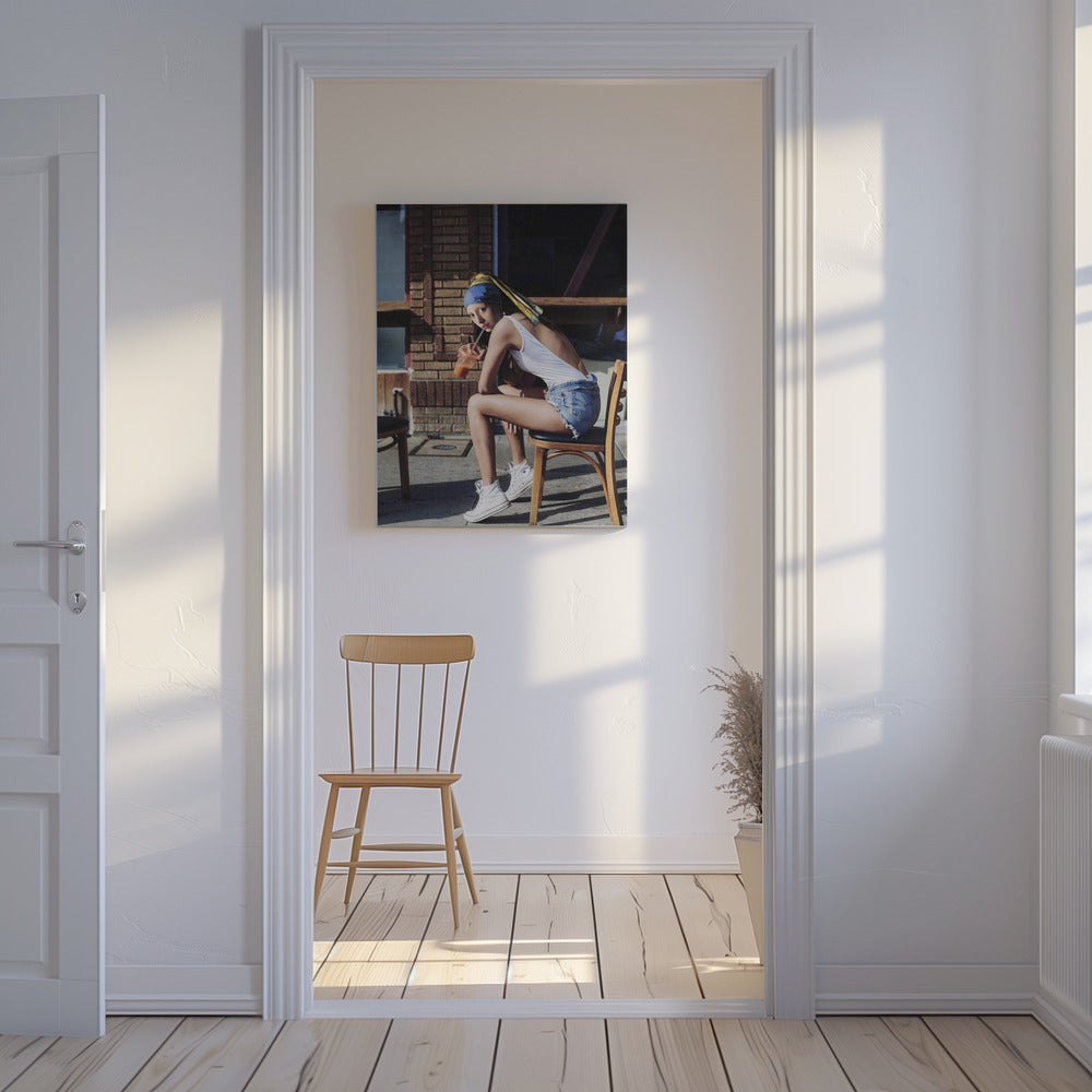 Mädchen mit Perlenohrring Chillout Stimmung | Leinwand