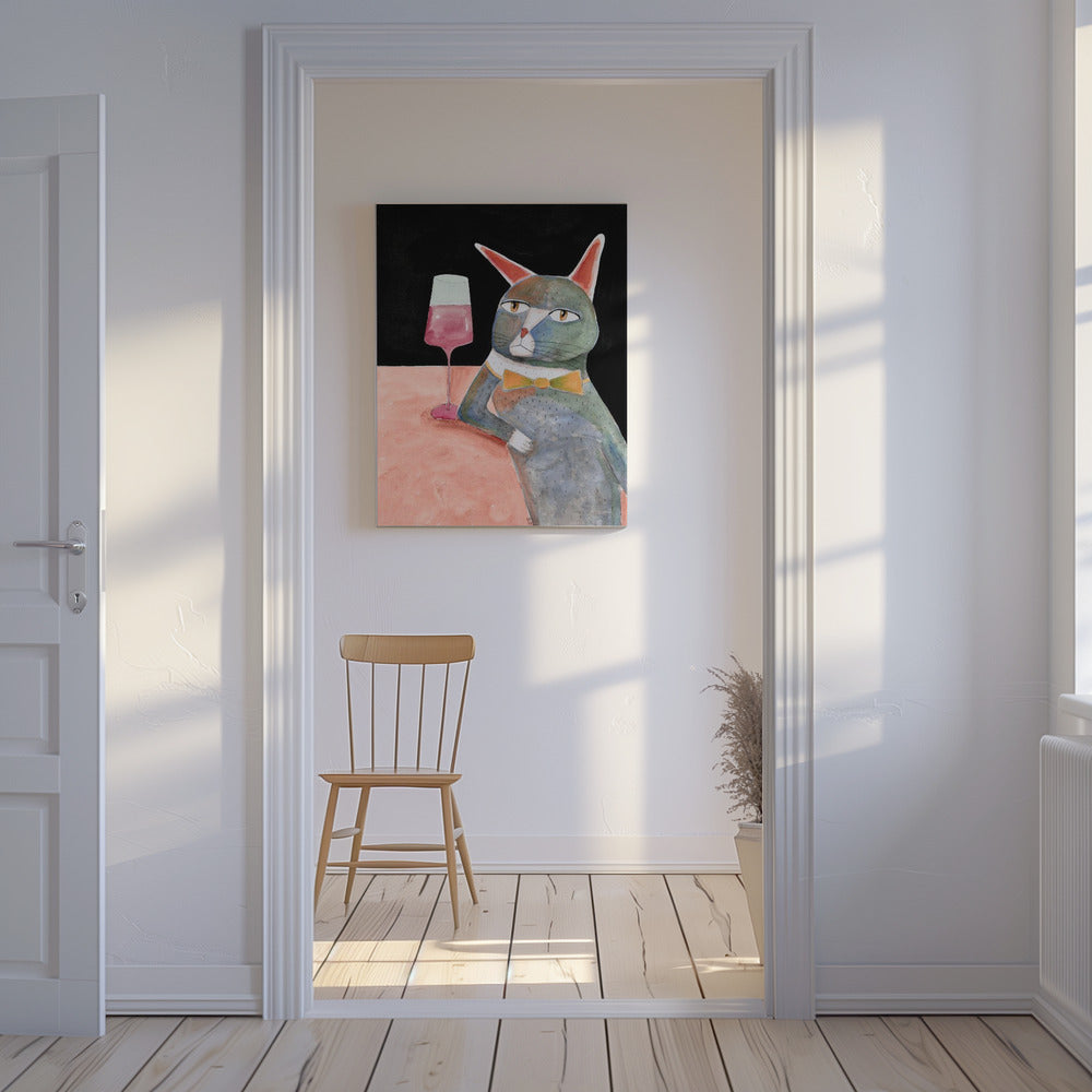 Barkatze mit Fliege | Leinwand