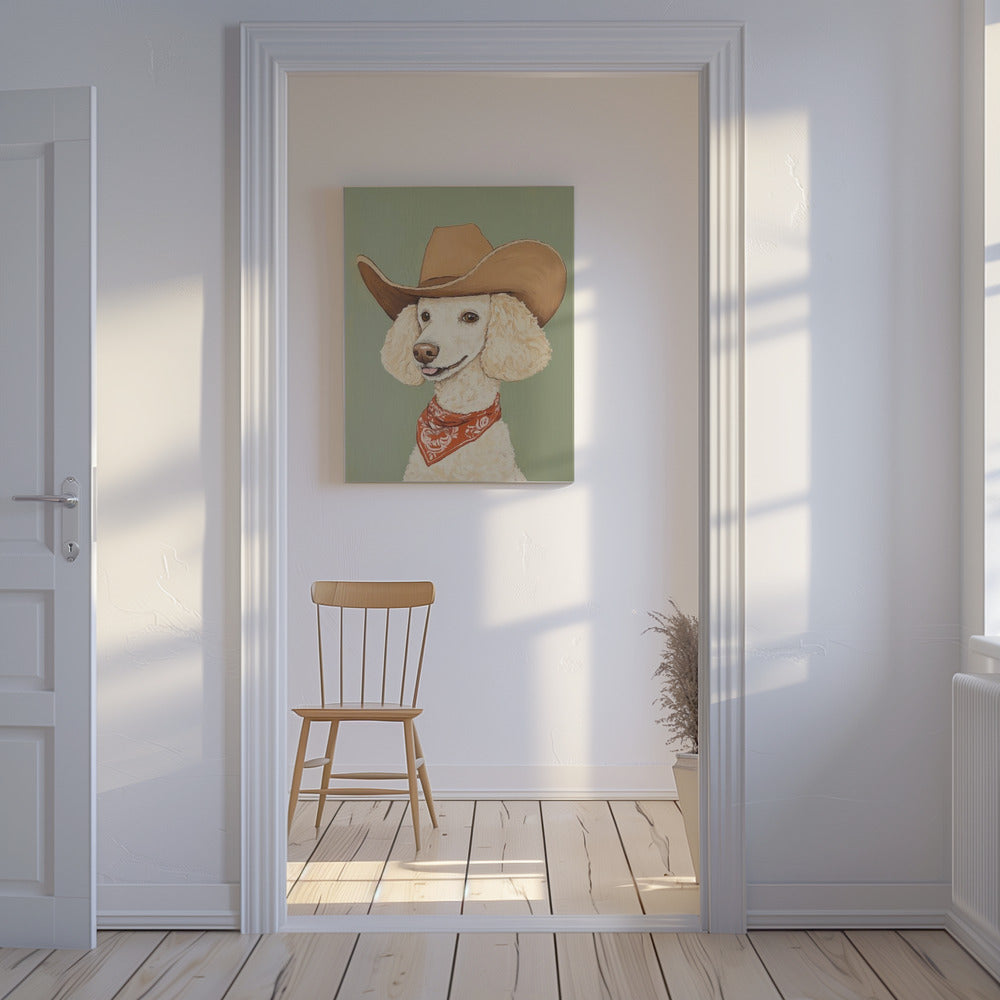 Cowboy Pudel Hund | Leinwand