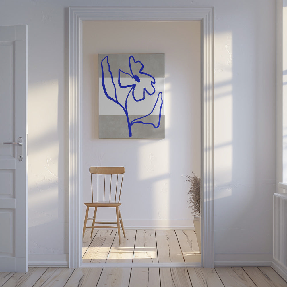 Blaue Linie Blüte | Leinwand