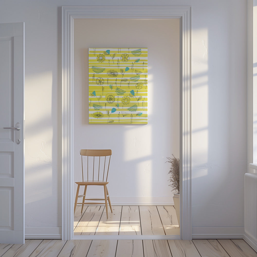 Streifen und Blumen | Leinwand