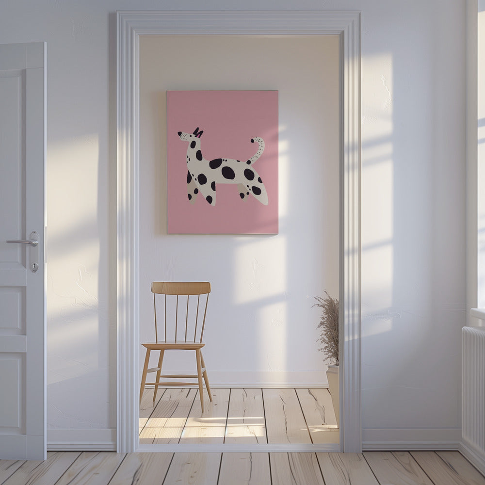 Spaziergang mit geflecktem Hündchen | Leinwand