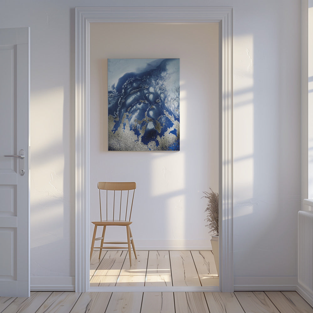 Beruhigend - "Ocean Wave Waltz 1" - Aquarellwellen | Leinwand