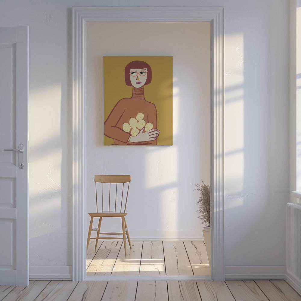 Dame mit Zitronen | Leinwand