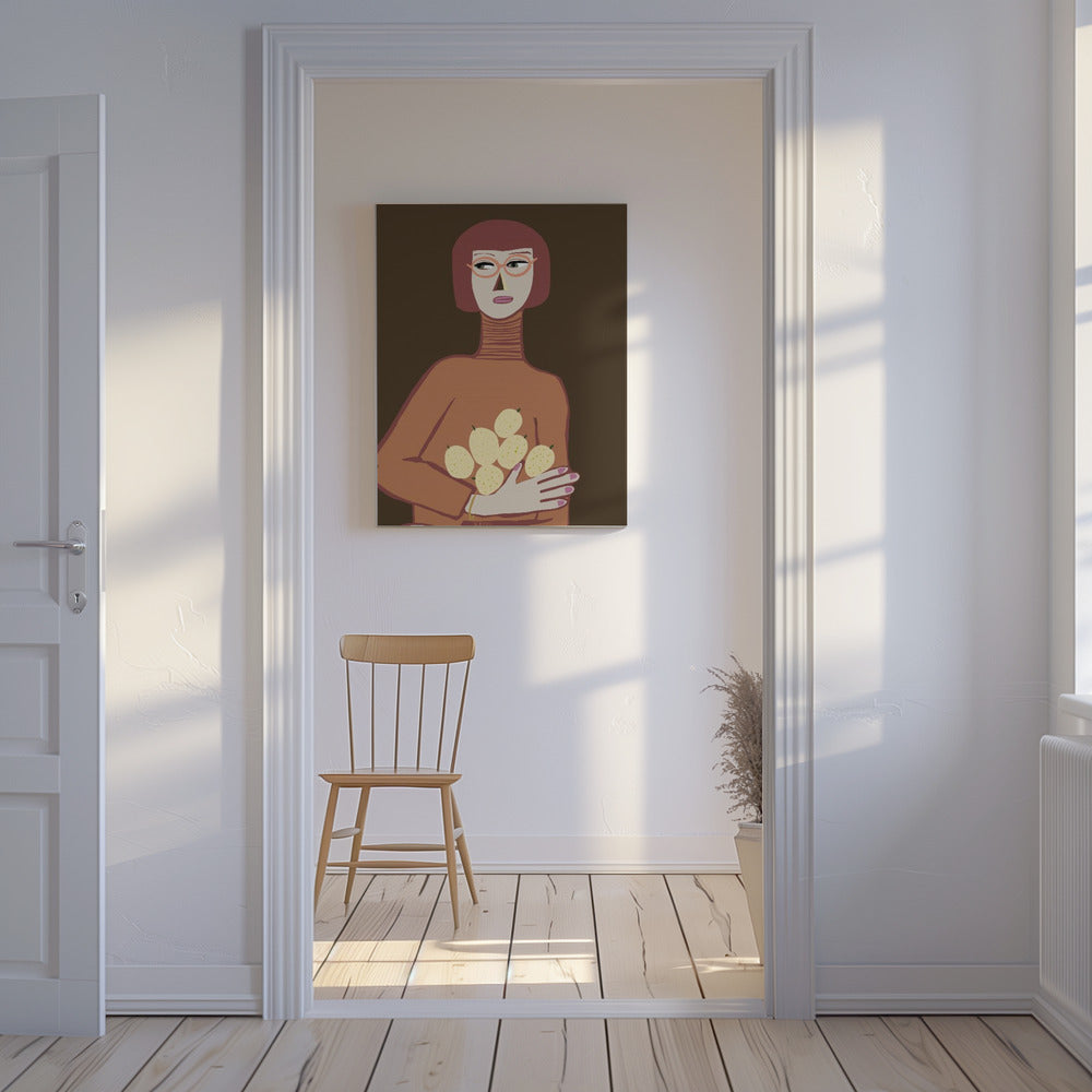 Dame mit Zitronen | Leinwand