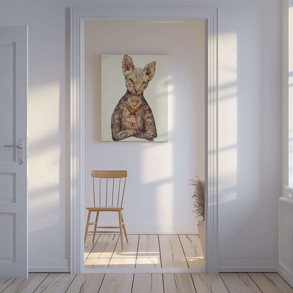 Stilvolle Tattoo Katze | Leinwand