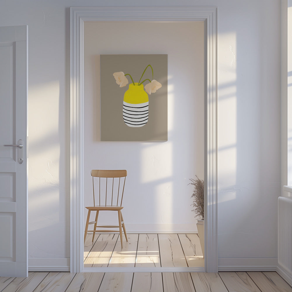 Gestreifte Vase Blüten | Leinwand