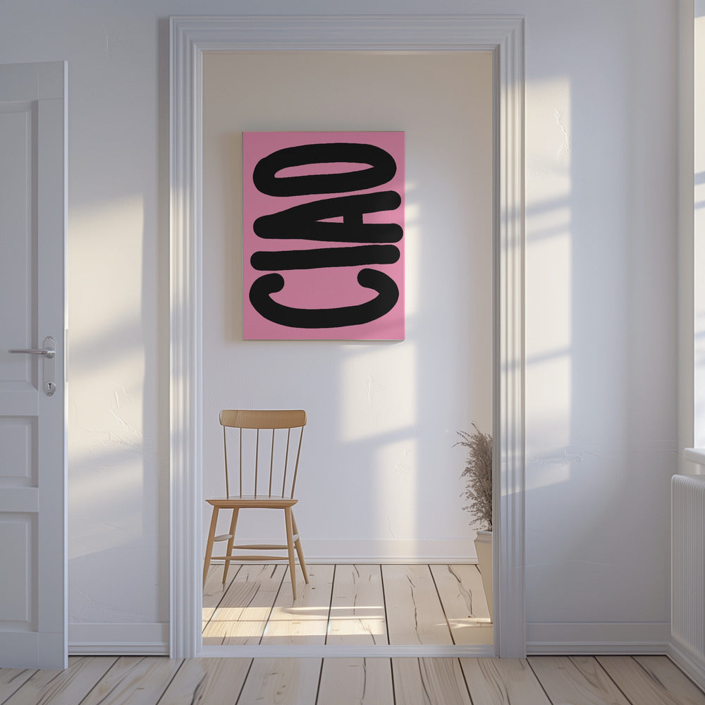 Fette schwarze Typografie auf rosa | Leinwand