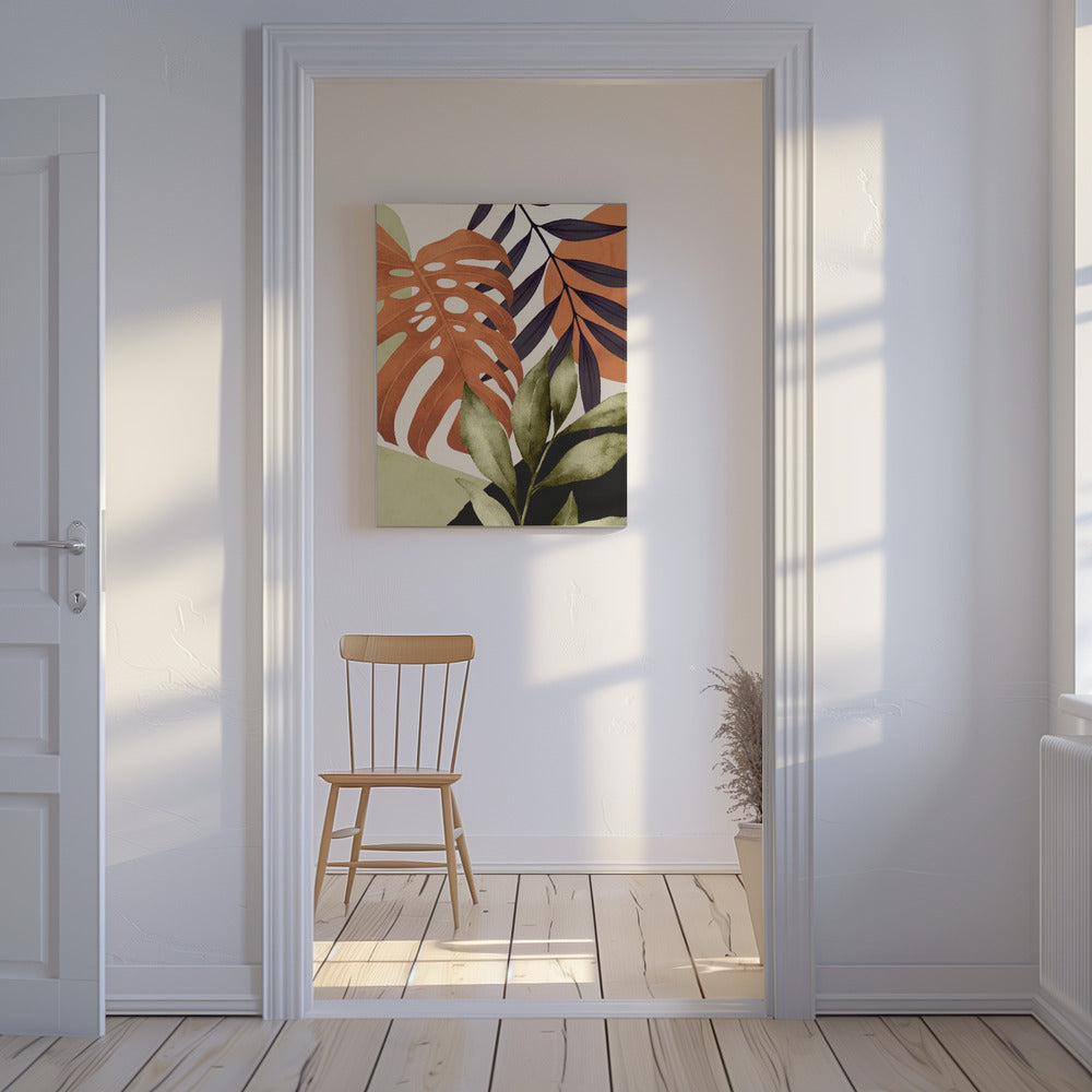 Abstrakte Kunst Tropische Blätter | Leinwand