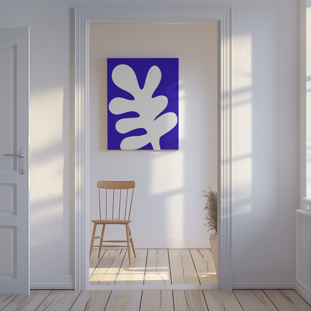 Blatt auf blauer Leinwand | Leinwand