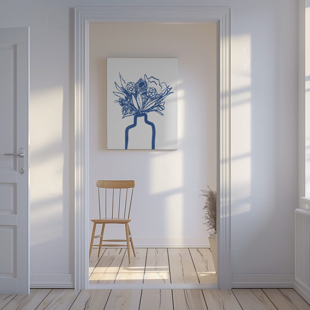 Blaue Vase Blüten | Leinwand