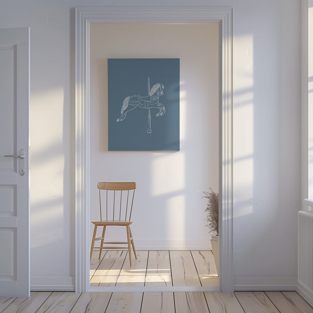 Zirkuspferd Vintage Blau | Leinwand