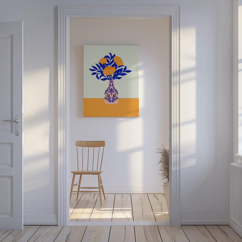 Orange Mohnblumen in einer Vase | Leinwand