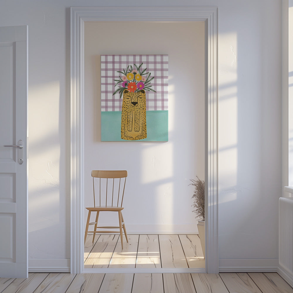 Leopard Shape Vase with Flower | Canvas