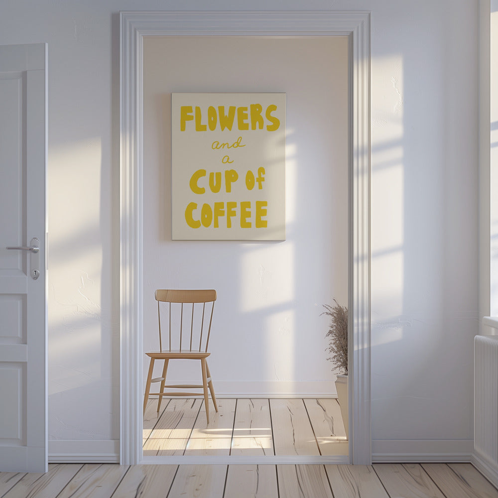 Blumen und eine Tasse Kaffee | Leinwand