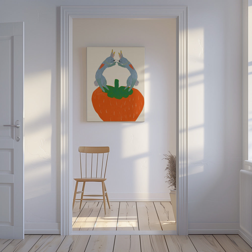 Kaninchen auf Erdbeere | Leinwand