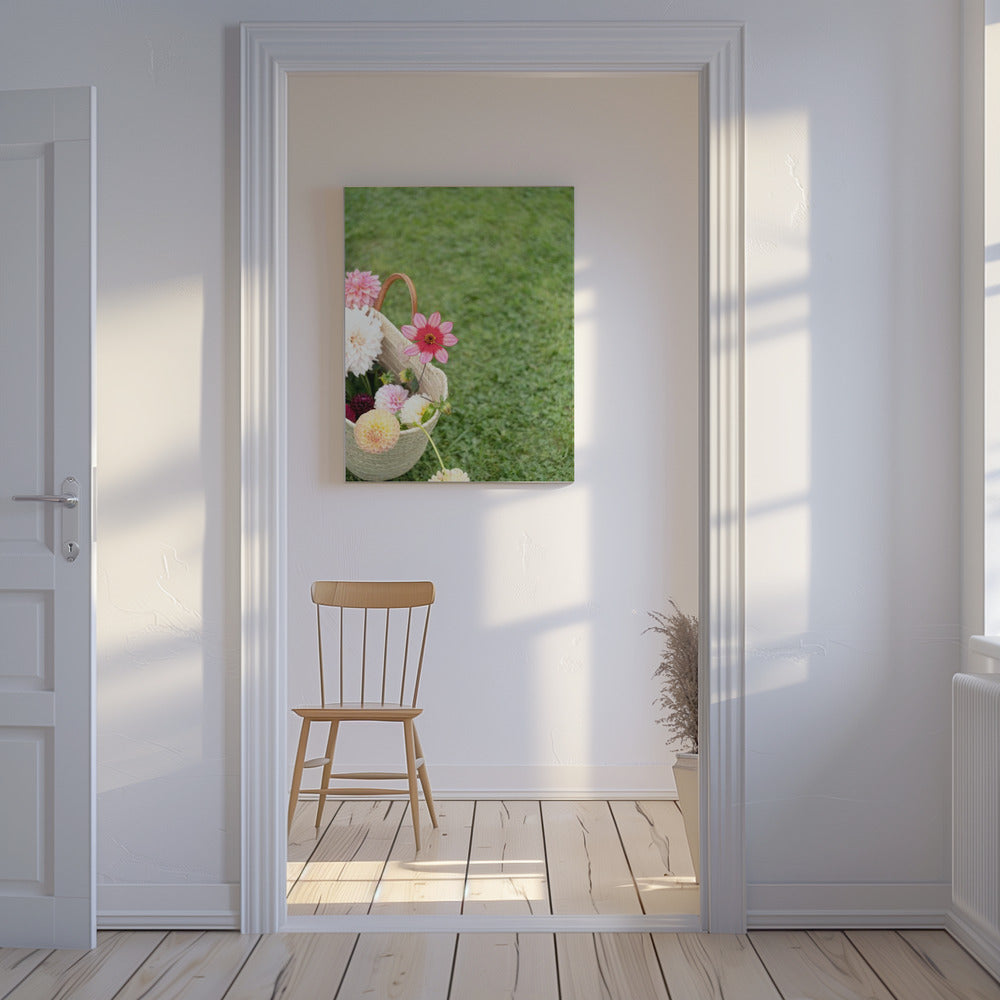 Bunte Blumen in einem Korb | Leinwand