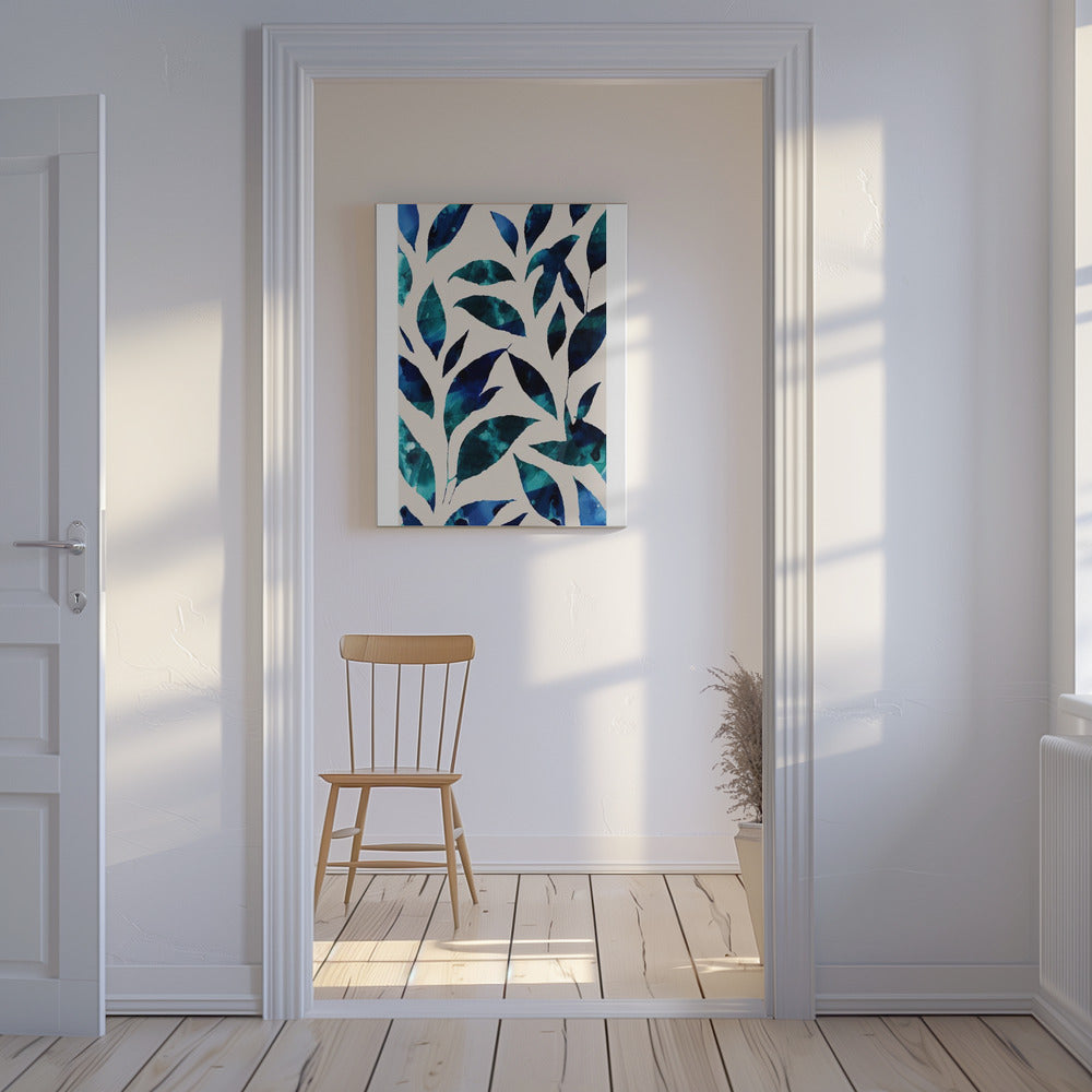 Blätter in Blau- und Grüntönen | Leinwand
