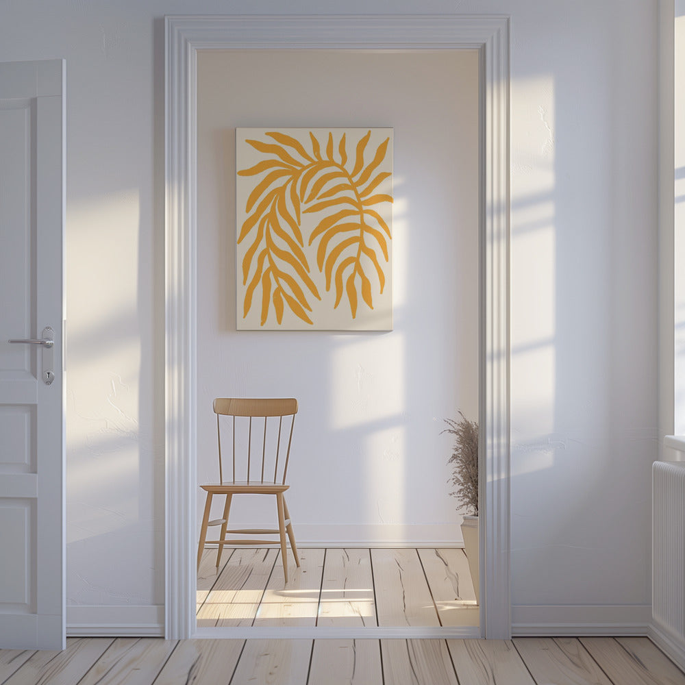 Yellow Silhouette Textured Branch | Canvas