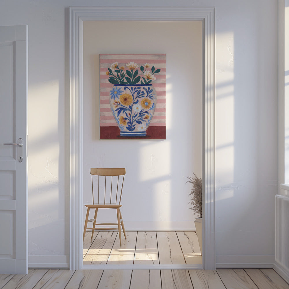 Blumen in Pastell und Streifen | Leinwand