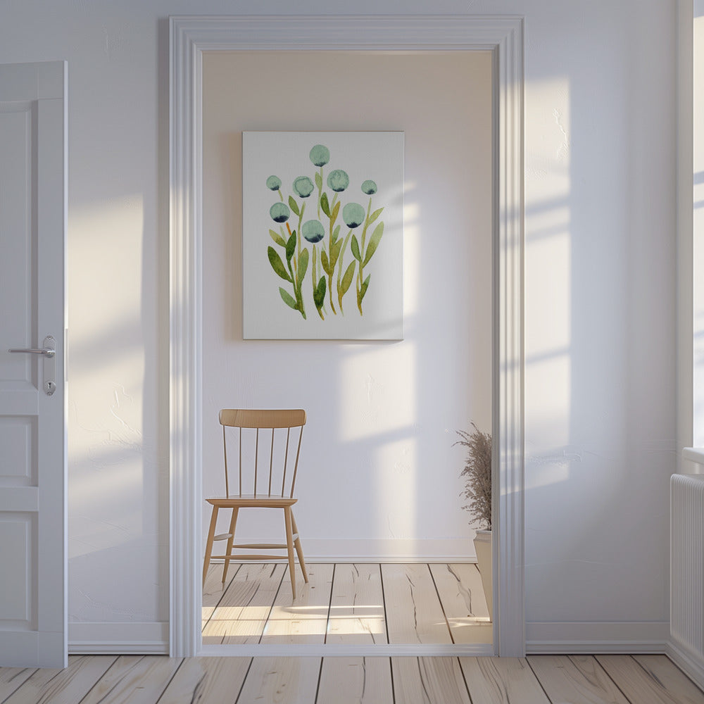 Blaue Kugelblumen | Leinwand